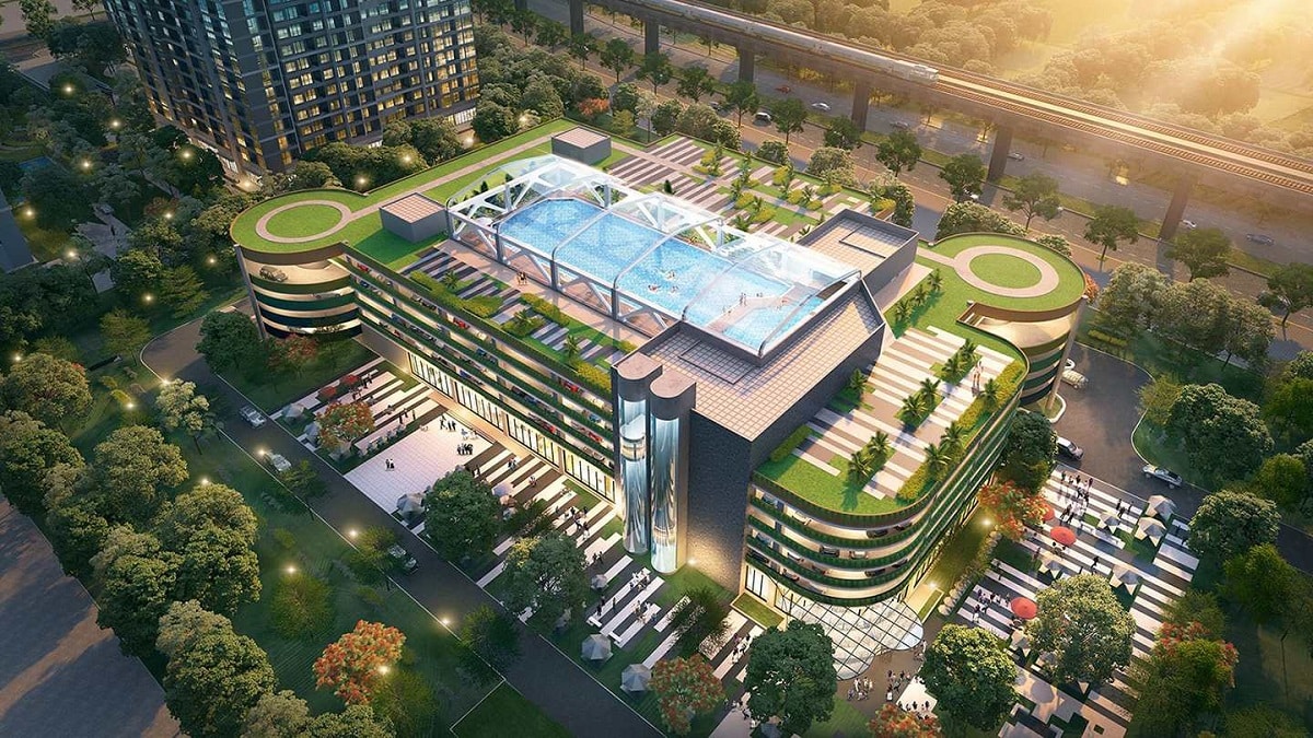 Bể bơi ngoài trời chủ đề nhiệt đới - tiện ích dành cho cư dân Lumiere Bayfront.